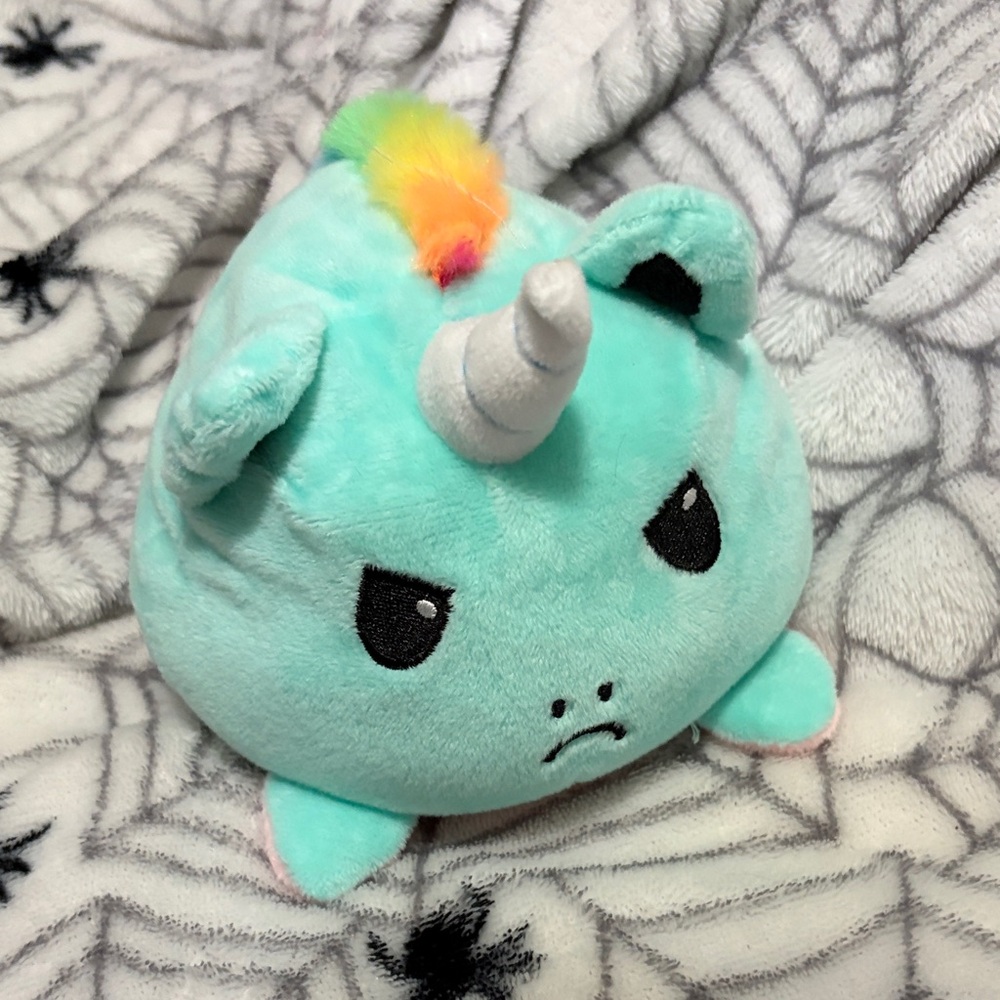 Cute Aqua/Pink Unicorn Plush flip toy